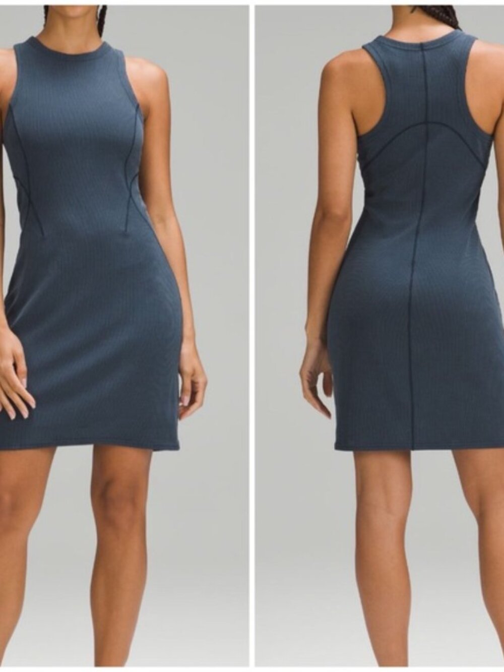 LULULEMON Ribbed Softstreme Slim-Fit Tank Dress Womens‎ 14 Tank Stretch Casual